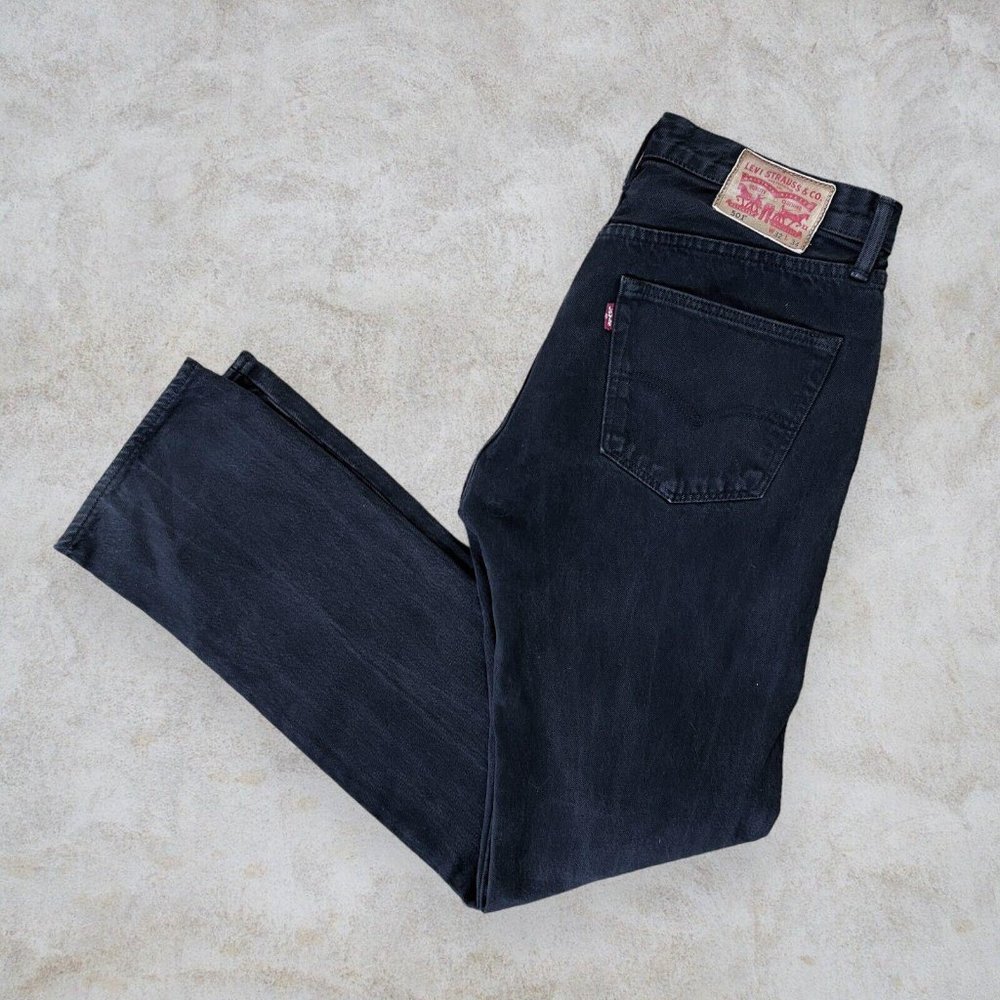 Black Levi's 501 Jeans Straight Leg Mens W32 L34 - Picture 4 of 4